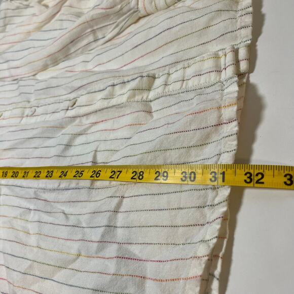 Chicos 100% Linen Button Up Shirt White Rainbow Striped Size 3 Preppy Collared - Picture 5 of 8